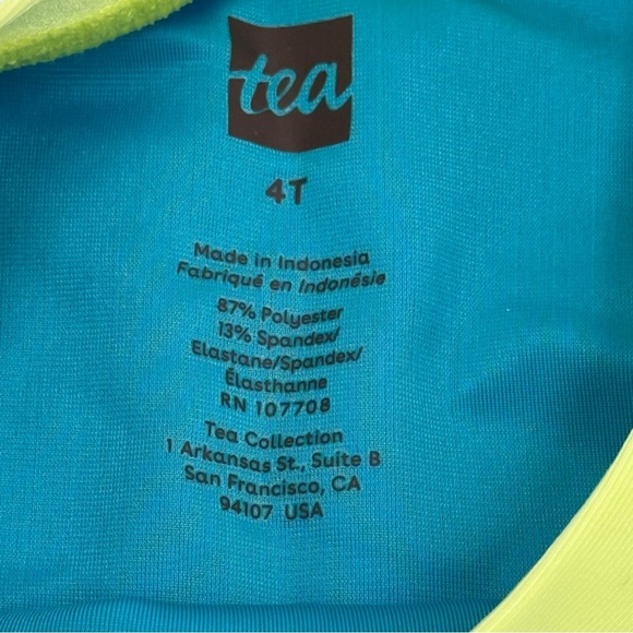 Tea Collection Boys Kids Long Sleeve Rash Guard Swim Blue, Black, Yellow Size 4T - Picture 2 of 6